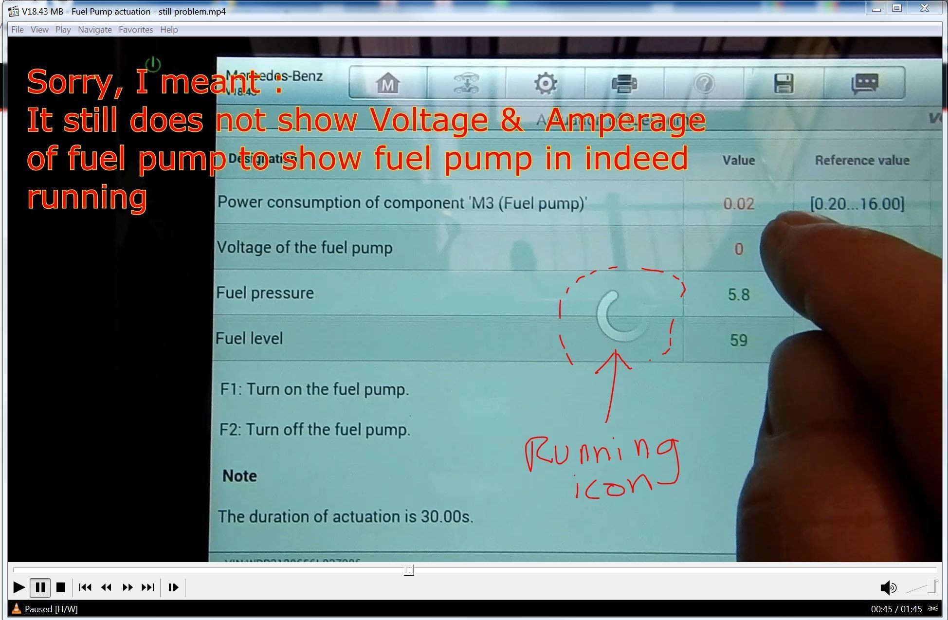 Autel low pressure fuel pump test issue