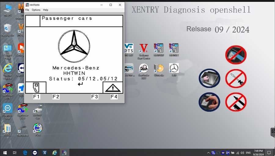 Image of MB Star C4 C5 BENZ Diagnostic Software interface for cars, displaying vehicle system information.