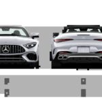 Mercedes AMG SL 55 side view dimensions showcasing wheelbase, length, and height