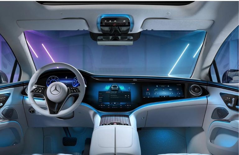 Mercedes-Benz ambient lighting illuminating the dashboard