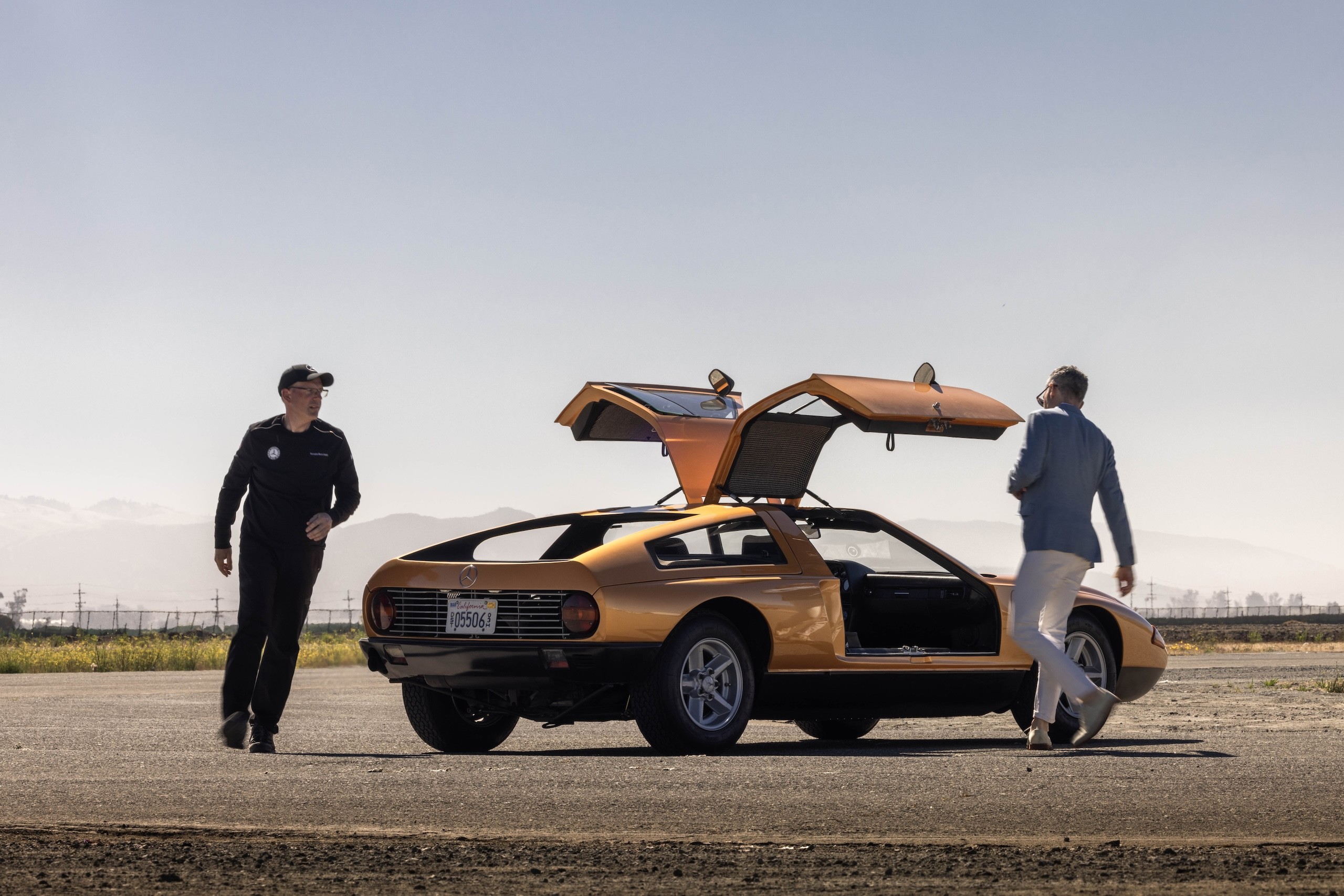 Mercedes-Benz C111 front three quarter view on runway