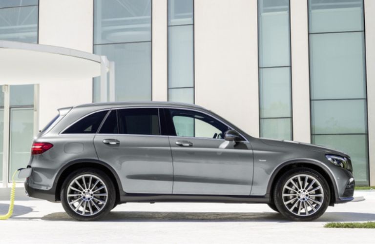 Mercedes-Benz GLC exterior side view showcasing vehicle design and Electronic Stability Program technology