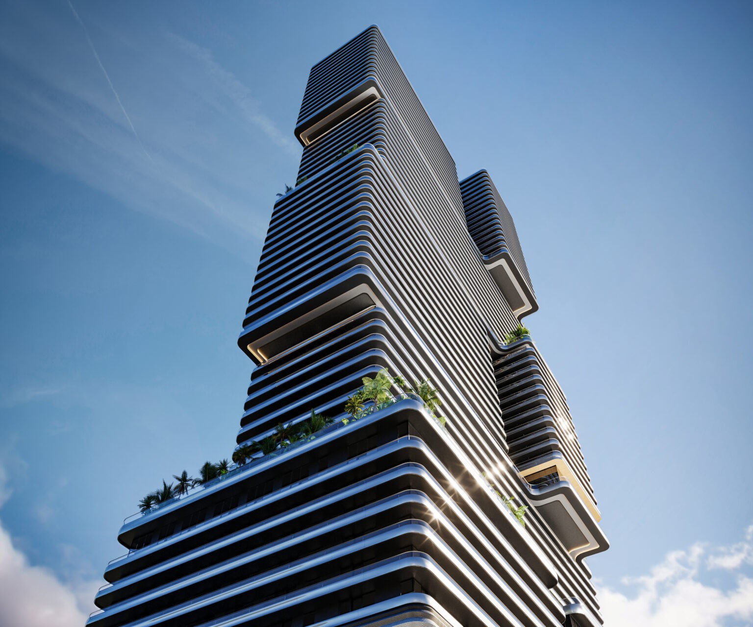 Mercedes Benz Tower Miami rendering showcasing its cube-shaped architectural design and panoramic city views