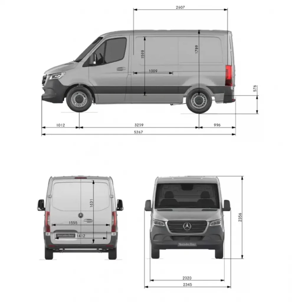 Mercedes Sprinter L1H1 technical diagram