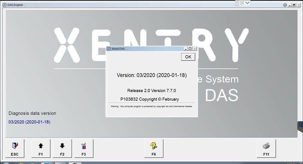 Mercedes Xentry software interface displaying vehicle diagnostic options