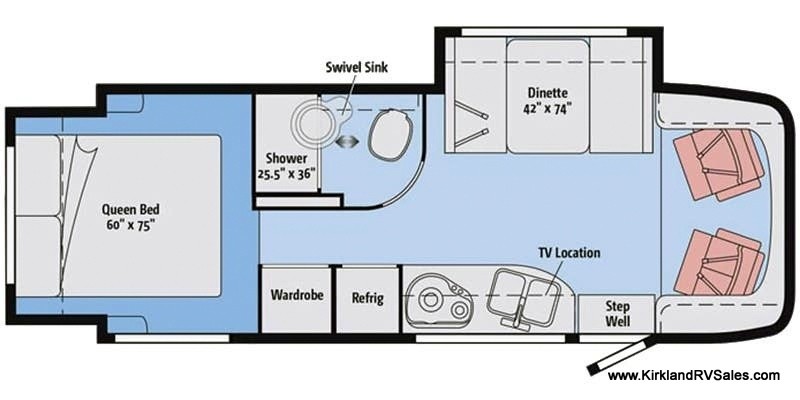 RV galley showcasing stainless steel sink, countertop, and cooking appliances.