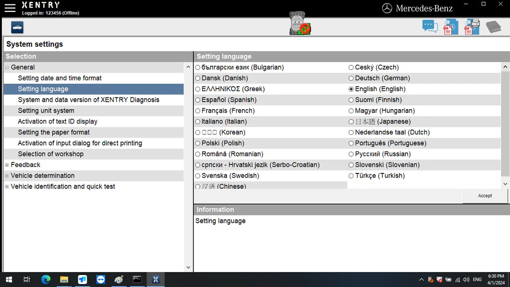 Xentry Diagnostic Software Support Languages