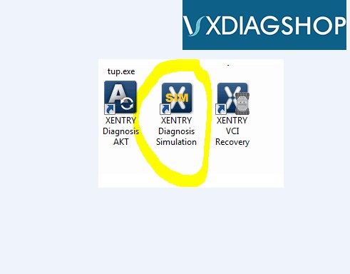 Xentry Diagnostics Simulation Interface on VXDIAG Benz C6, showcasing the software's simulation capabilities for Mercedes-Benz vehicle diagnostics.