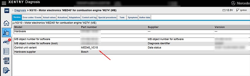 Xentry MED40 Control Unit Selection